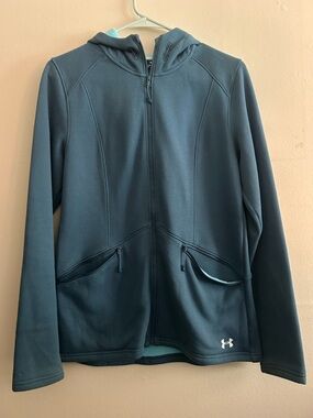 Under Armour Light Teal and Navy Full-Zip Hooded Jacket